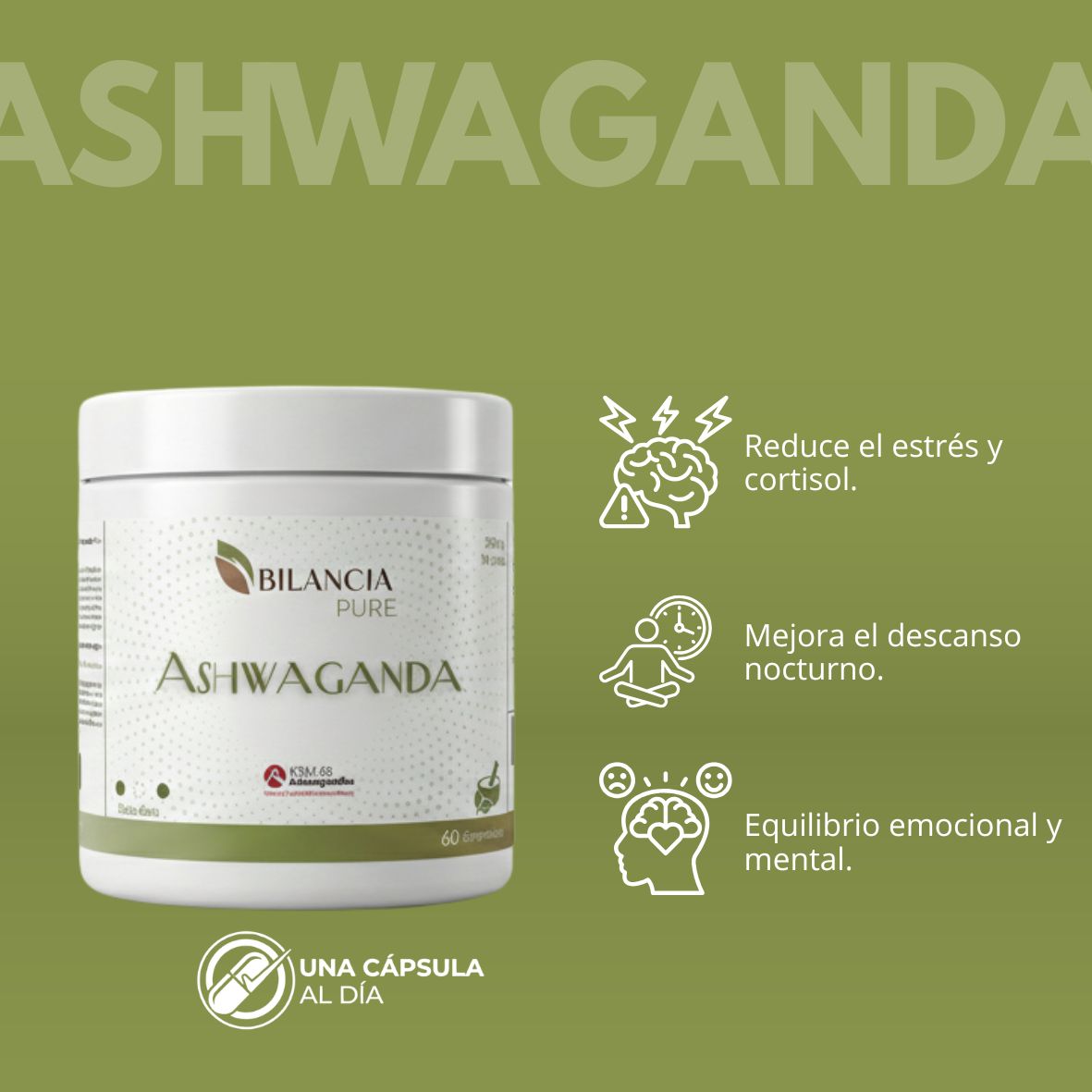 ASHWAGANDHA KSM-66®+MAGNESIO 60 cápsulas - Imagen 2